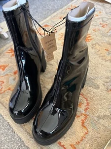 NYC madden black womens 10/41 cute new patent boots stunning - Picture 1 of 5