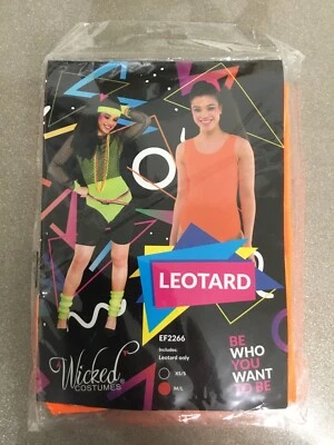 Vestido elegante Wicked Costumes años 80 neón naranja leotardo para mujer dama nuevo M/L Foto 1 de 4