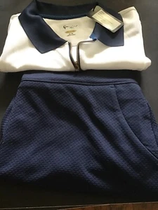 Greg Norman White/Navy Multi Print Golf Skort/Top Set sz M-NWT - Picture 1 of 5