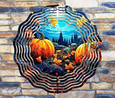 Parche Calabaza 10" Noche Halloween Viento Giratorio Patio Arte Decoración 3D Cinético rws122 Foto 1 de 2