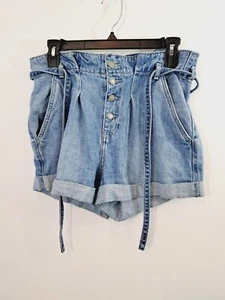 Pantalones Cortos de Jean Hollister para Mujer 27 Azul Curvilíneo Tiro Ultra Alto Mamá Puños Denim - Imagen 1 de 3