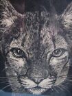 Jane J. Hill Framed Art Print Etching Mountain Lion Cougar 