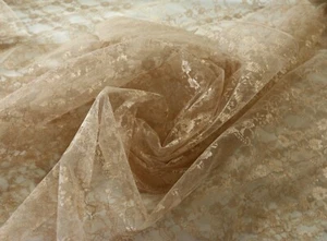 RASCHEL SPITZE Tüllspitze fest Meterware kleine Blüten BEIGE EUR 5,98/m - Bild 1 von 3