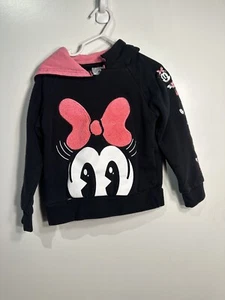 disney girls long sleeve minnie mouse hoodie black size 4 pink bow - Picture 1 of 3