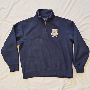 Yale University Sweatshirt Mens Large Navy Blue 1/4 Zip Pullover Jansport EUC - Picture 1 of 7