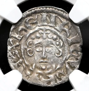 ENGLAND. John Lackland. 1199-1216. Silver Penny, Rener on London, NGC AU50 - Picture 1 of 4