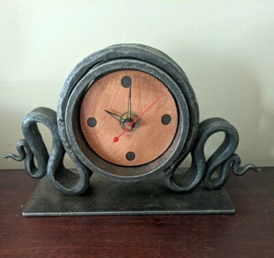 Desk Clock Blackthorne Forge S. Bronstein Vermont Signed $190 Battery Operated  - Image 1 of 4