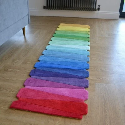 Runner Palette Geometric Rug in Rainbow Multicolor Custom Tufted Rug - Image 1 of 4