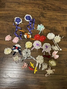 28 Hair Bows 80’s-90’s Girls Various Colors Sizes Different Clamps Clips Vtg - Picture 1 of 14