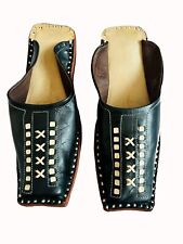 Womens Black Leather Handmade Indian Traditional Ethnic Casual Clogs Shoes Mules