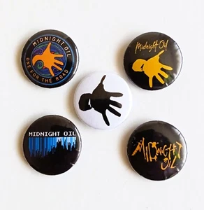 MIDNIGHT OIL Badge Button Set 25mm 1" Pins Pinback 1980s Oz Rock Peter Garrett - Picture 1 of 16