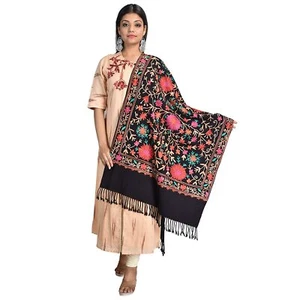 New Kashmiri Aari Embroidered Wool Shawl Wrap Stole For Women - Picture 1 of 6
