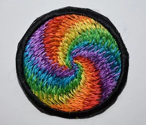 * Round Sew On Patch * Nepalese Made * 5.8cm * Rainbow Swirl - Picture 1 of 1
