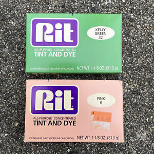 Lot Of 2 - Rit Powder Tint & Dye Green and Pink New Old Stock NOS