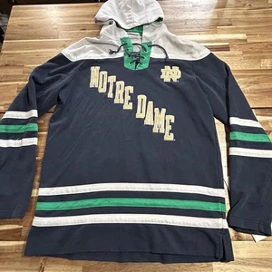 Champion Notre Dame Fighting Irish Hooded Hockey Jersey Size L Embroidered - Picture 1 of 6