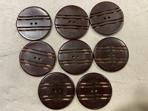 Vtg Bakelite Chocolate Waffle Buttons Set Of 8 Carved 2 Hole Sew Thru 1 1/8” - Picture 1 of 3