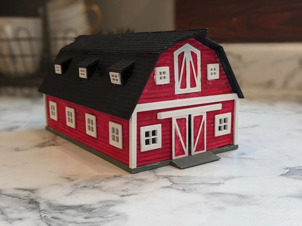 3d printed Big Red Barn, HO SCALE - Image 1 of 1