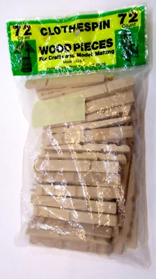 Bolsa de 72 nuevas mitades de madera vintage sin abrir paquete de pinzas para manualidades juguetes EE. UU. Foto 1 de 2