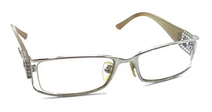 Bvlgari Gold White Crystals Rectangle Eyeglasses Frames 130 Italy Designer Women - Picture 1 of 12