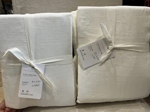 Pottery Barn EMERY Drape 82x104" White IVORY cotton lining S/2 - Picture 1 of 1