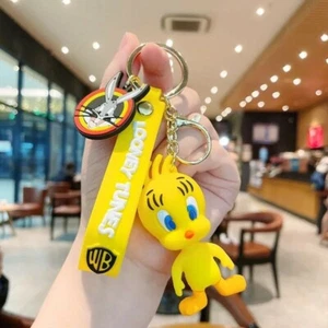 3D Rubber Novelty Gift Looney Tunes Tweety Pie Keyring Keychain Wristlet & Clasp - Picture 1 of 1