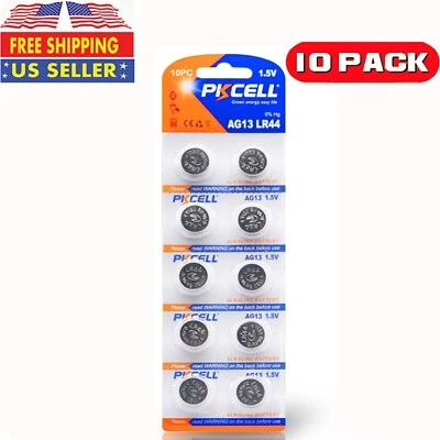 10 PC LR44 AG13 A76 L1154 357 SR44W 1.5V Alkaline Button Cell Battery EXP 2026 - Image 1 of 4