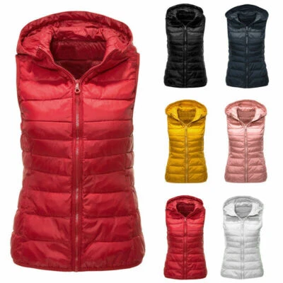 Womens Winter Zip Up Vest Jacket Body Warmer Padded Quilted Lady Gilet Waistcoat - Image 1 of 4
