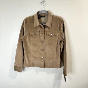 NWT Rafaella Brown Tan Corduroy Jacket Size 12 / Large Coat Button Stretch - Picture 1 of 12