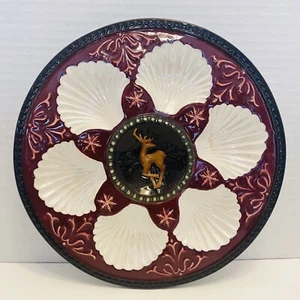 Vintage Grasslands Oyster Devil Egg Road Holiday Style Dessert Plate 8.5" - Picture 1 of 8