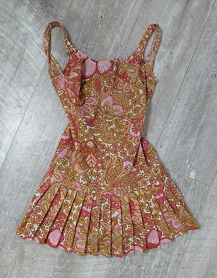 Costume Da Bagno/abito Da Bagno Donna Slix Vintage Anni '60 Rosa/beige. Uk 8 (34) • 28.79€