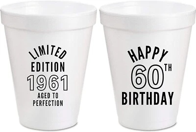60th Birthday Party Cups Styrofoam Limited Edition 1961 (10 pc - 16 oz) - Image 1 of 2