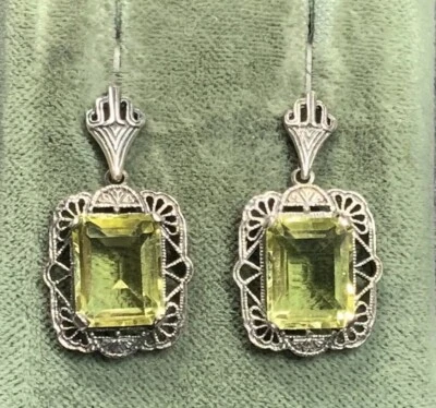Ohrstecker  Lemonquarz  925er ECHT SILBER  Antik Style - Bild 1 von 4