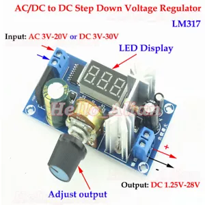 AC/DC to DC Buck Adjustable Step-Down Volt Converter 3.3V 5V 12V 24V Regulator - Picture 1 of 5