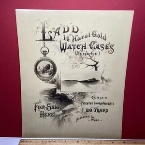 Estuches antiguos de reloj Baldwin y Gleason con letrero de tienda de publicidad de celuloide escalera de oro 14k - Imagen 1 de 19