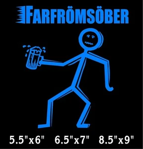 FarfromSober Decal Stick Person Drunk funny window vinyl sticker - Picture 1 of 8