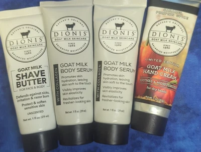 Dionis 4pc:  goat Milk Shave Butter, Body Serum, Hand Cream travel sizes - Image 1 of 4