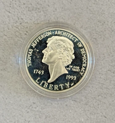 1993-P Uncirculated Thomas Jefferson Commemorative Silver Dollar #10G37 - Image 1 of 3
