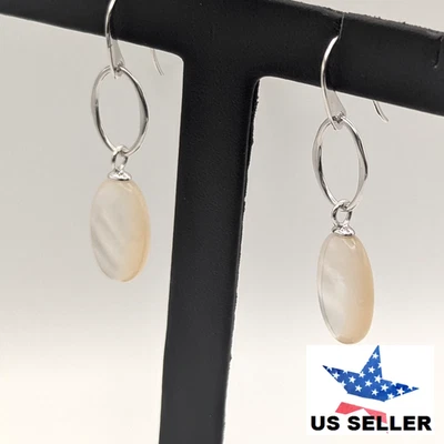 Pendientes colgantes ELLE, plata de ley 925, con madreperla, firma rubí Foto 1 de 4