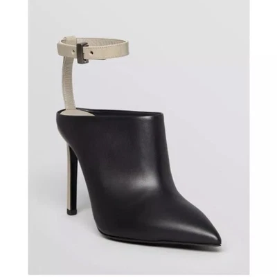 Sapatos Mules Vince Couro Preto Armon Biqueira Pontuda Salto Agulha Tamanho 7 - Imagem 1 de 4