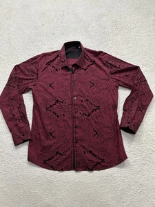 Barabas Signature Men's Shirt XL Slim Red Paisley and Velvet Black Button up - Picture 1 of 11