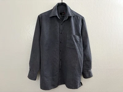 Utopia Sueded Microfiber Shirt Long Sleeve Button Up Blue Size M - Image 1 of 4