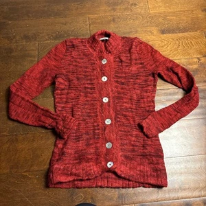 Peruvian 100% Baby Alpaca Women's Medium Cardigan Sweater Red Calicampo - Bild 1 von 9