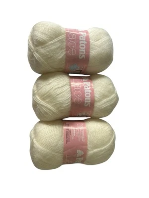Patons Lace Yarn Acrylic Mohair Wool Blend Vintage color 33008 White Cream Lot 3 - Image 1 of 4