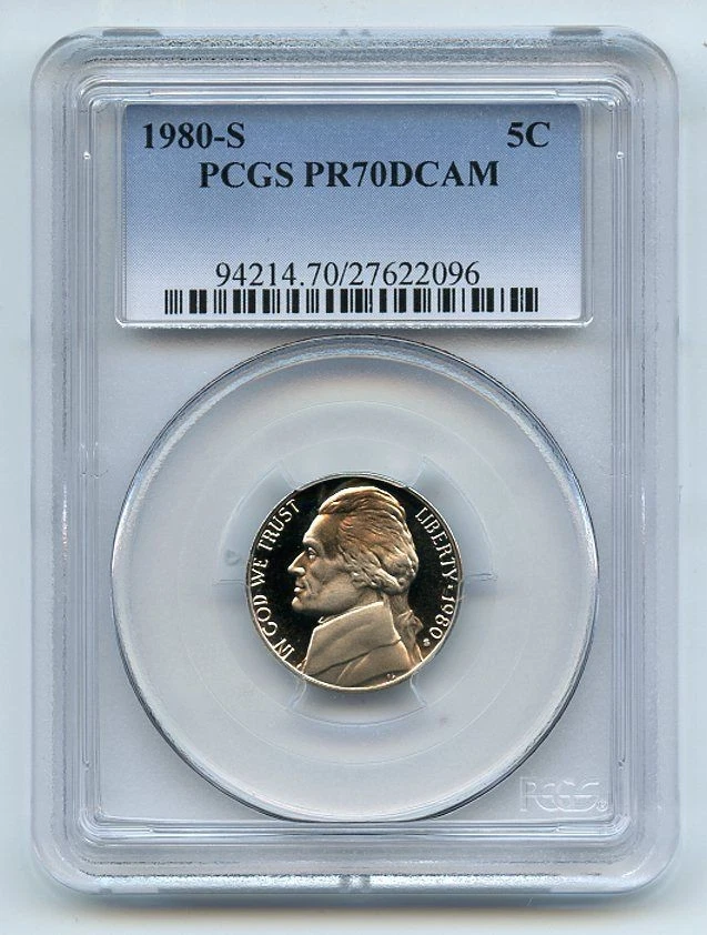 1980 S 5C Jefferson Nickel Proof PCGS PR70DCAM - Image 1 of 1