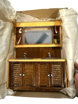 Concord Lundby Dollhouse Bathroom Double Sink Wall Unit With Accessories #8351 - Image 1 of 4