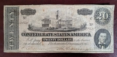 1864 The CSA $20 Twenty Dollar Note - Image 1 of 2