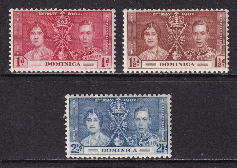 DOMINICA 1937 KGVI Coronación Juego de 3 SG 96-98 MH/* Foto 1 de 1