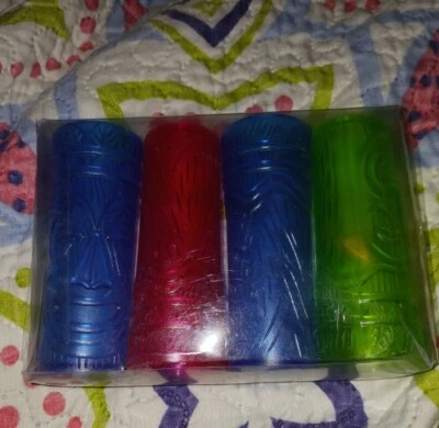 NEW TIKI SHOT GLASSES Luau Party Plastic Drinking Glass Dinnerware Decoration - Image 1 of 4