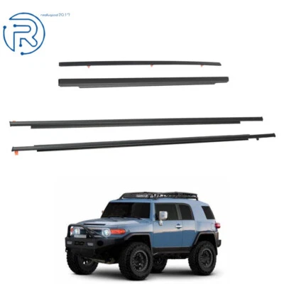 4PCS For 2007-2014 Toyota FJ Cruiser Front+Rear Door Belt Moldings Weatherstrip - Изображение 1 из 4