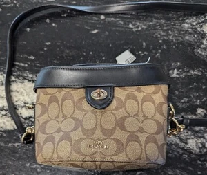 Coach Kay Crossbody Signature Canvas Khaki Black D2032-78277 - Picture 1 of 6